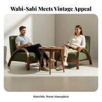 3 Pieces Wabi-Sabi Aesthetic 2 Armchairs and 1 Side Table Retro aesthetic Conversation Set centuryera Modern Design Armchair Curved Wood Frame for Interior Designers, Business Owners, Hotel Lobby, Reception Area, Living Room, Office Lounge