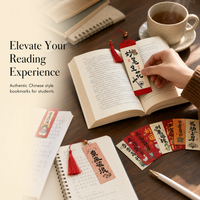 30-Pack Chinese Style Bookmark Set with Tassel and Blessing Cards for Classroom Decor