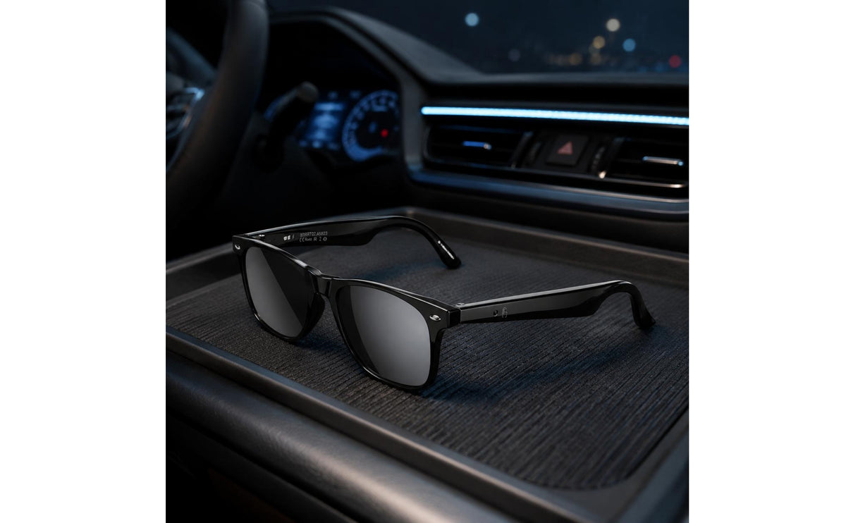 Rectangular Smart Glasses with Integrated Controls and Slim Temples