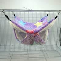 Breathable Hammock and Rat Hammock, Double-Layer Guinea Pig Cage Accessories, Hand-Sewn All-Season Hanging Bed in Starfish Violet