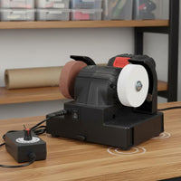 Sturdy Long-Lasting Mini Electric Bench Grinder Multi-Functional Double Wheel Polishing Machine Fast Heat Dissipation Small Desktop Grinder 100W Engine for DIY Enthusiasts, Crafters, Workshop, Garage