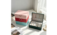 Dustdustproof Jewelry Storage Box Rectangular Jewelry Box with Tray Hard-Sided Detachable for Women, Travelers, Dresser, Vanity, Travel