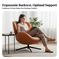 Nordic Design Upholstered rotating Armchair Modern aesthetic Single Sofa Ergonomic spine supportrest Lounge Chair Plush paddinging for Adults, Homeowners, Readers, Bedroom, perusing alcove, Home Office