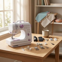 Built-in Handle Electric Sewing Machine Stitch Selection Buttons Compact Sewing Machine Tabletop Portable
