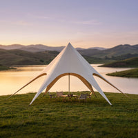 Three-Peak Star Canopy 600D Canopy Tent with Stakes Large Outdoor Tent with Pole Matte for Campers, Event Planners, Glamping, Camping