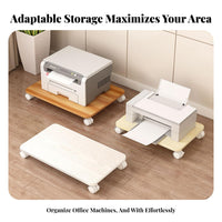 Movable with casters 2-Tier Rolling Rack adaptable Printer Stand Space-Saving Computer tower case holder Easy Assembly for Students, Homeowners, enthusiasts, Under Desk, Study Room