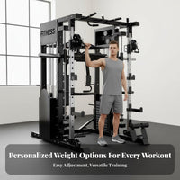 Guided Machine Squat Rack Heavy-Duty Steel Frame Complete Guided Machine Fully Adjustable Home Fitness Setup for Fitness Enthusiasts, Bodybuilders
