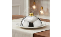 Mirror Finish Food Dome Thickened Stainless Steel Meal Cover Rust Resistant Dome Serving Lid for Banquet, Restaurant, Buffet