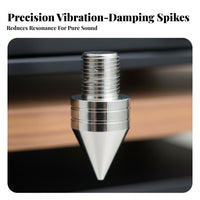 Stainless Steel Pillars Vibration Isolation Audio Rack Heavy Duty AV Component Stand Easy Assembly High-Fidelity Equipment Stand Modular Design for Audiophiles, Listening Room