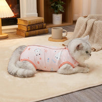 Cat Recovery Suit with Snap Button, Breathable Polyester Spay Suit for Cats, Sleeveless Neuter Suit, Post Surgery Anti Licking Medical Apparel