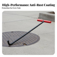 Heavy Duty Manhole Cover Hook Long-Lasting Steel Construction Manhole Cover Lifter High Load Capacity for Maintenance Personnel, Warehouses