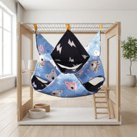 Three-Layer Hammock Small Exotic Pet Cage Hammock, 29cm Square Canvas and Lamb Velvet Warming Bed for Sugar Glider, Chinchilla and Degu, Blue