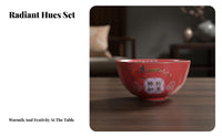 Ceramic Tableware Set, Bowl Chopsticks Plate, Festive Gift, Custom Branding, Modern Chinese Design, Promotional Event