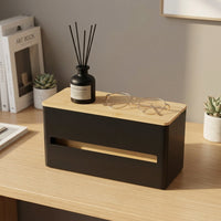 Tissue Box with Decorative Etched Lid for Home Office, Modern Minimalist Style Holder for Living Room, Multi-purpose Desk Organizer, 1 Pack