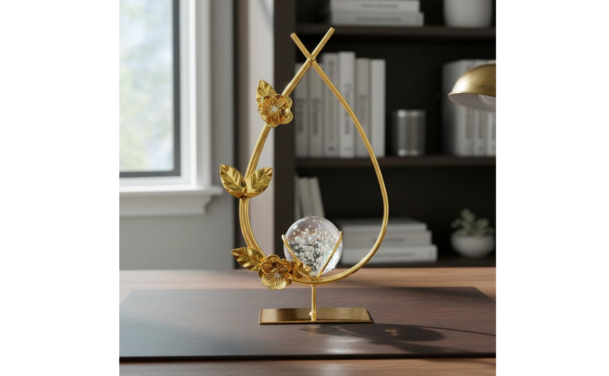 3 Pieces Crystal Ball Decor Modern Luxury Design Gold Decorative Sculpture
