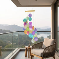 Hanging Shell Wind Chime 54cm, Handmade Wind Chime for Garden & Balcony, Clear Sound Play, Multicolor Window Decoration
