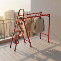 2-in-1 Design Convertible Ladder Clothes Rack Foldable Folding Drying Rack Ladder Space Saving Household Utility for Balcony, Laundry Room