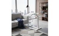 Pneumatic Lift C-Shaped Sofa Side Table Versatile Height Adjustable Laptop Desk Tilting Desktop Sofa Couch Bedside Table With Wheels for Students, Home Workers, Elderly, Bedroom, Living Room