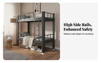 Dormitory Bunk Bed Stable Structure Metal Bunk Bed Anti-Slip Ladder for Students, Families, Dorm Room, Apartment Quarters