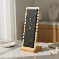 Simple Design Bamboo Necklace Display Stand Tangle-Tangle-Proof Storage Necklace Display Stand Easy to Install Large Capacity for Photographers, Photography Prop, Craft Fairs, Dresser Top
