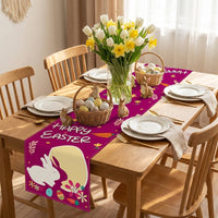 Easter Table Runner Printed Pattern Bunny and Egg Table Runner Easy to Clean Bunny Egg Print Tablecloth for Families, Spring Gatherings, Kitchen