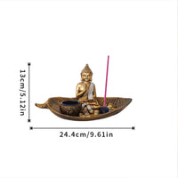 Resin Buddha Candle Holder Decorative Zen Figurine for Spa and Yoga
