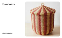 Round Lidded Container Built-in Handles Coiled Rope Basket with Cover for children
