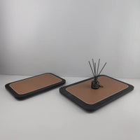 Modern Minimalist Wooden Leather Geometric Tray Decor for Living Room and Entryway