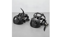 Nylon Straps Exercise Bike Pedals Textured Grip Surface Toe Strap Pedals Metal Body Toe Clip Pedal Curved Guard
