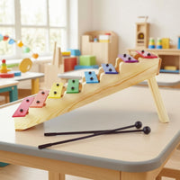 Xylophone with Mallets 8-Note Metal Xylophone Wooden Glockenspiel for Home