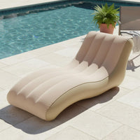 Inflatable Lounge Chair Flocked Surface Reclining Air Chair with Pillow Inflatable Chaise for Camping, Beach