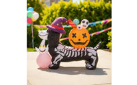 Skeleton Dog Inflatable Lovely Inflatable Dog with Witch Hat Weather-Resistant Yard Decoration for Lawn