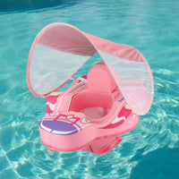 Inflatable Baby Pool Flotation Device with Canopy Safety Baby Pool Flotation Device with Seat Lightweight Infant Swim Seat Skin-Friendly for Toddlers
