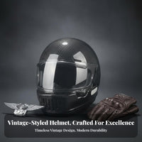 Carbon Woven Full Face Helmet 3C Certified Retro All Seasons for Motorcyclists Cyclist S, Traveling, Daily Commute, Road Biking