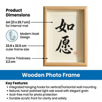 Home Decor Photo Frame with Stand for Desk, Rectangular Tabletop Picture Display Wood Color Bedroom