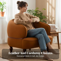 Retro visual appeal Highspine Single Sofa stylish design Upholstered highspine armchair Sturdy Wood Frame Lounge Chair Non-Slip Footpads for Design aficionados, Readers, homeowners, Living Room, Balcony, perusing corner, Bedroom