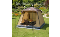 Mesh Screening Large Camping Tent Zippered Openings Instant Setup Tent Camel-Colored
