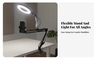 Circular Light Ph Single Holder Adjustable Height & Angle Circular Light with Ph Single Holder Desktop on-Air Broadcasting Stand
