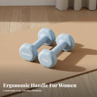 2 Pieces Compact Design Dumbbell Pair Comfortable Grip Solid Cast Iron Dumbbell Non-Slip Vinyl Coated Dumbbells Floor Friendly for Women, Teenagers, Beginners, Home Gym, Full Body Workout