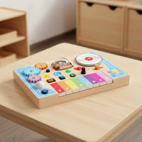 Educational Piano Busy Board Child-Safe Wood Wooden Piano Board Develops Fine Movement Skills Musical Sensory Toy Enhances Hand-Eye Coordination for Toddlers