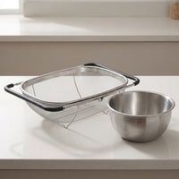 Sink Strainer and Stainless Steel Colander, Large Rectangular Expandable Sink Colander with Retractable Handles, Fine Mesh Pasta Strainer Basket