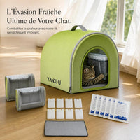 Cat Cooling Igloo Bed for Summer with Ice Crystal Packs