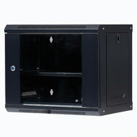Cold-Rolled Steel Construction Wall Mount Network Rack Tempered Glass Door Wall Mounted Equipment Cabinet Good Ventilation IT Equipment Cabinet Adjustable Shelf for Home Workspace Enthusiasts, Surveillance System