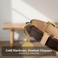 Leather Pet Fashionable Design Leather Dog and Leash Set Gift Box Included Adjustable Dog Neck Strap for Daily Walks, Outdoor Activities