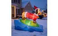 Outdoor Christmas Inflatable Dachshund Festive Inflatable Dog with Surfboard Quick Inflating Inflate Dachshund Easy to Use for Homeowners