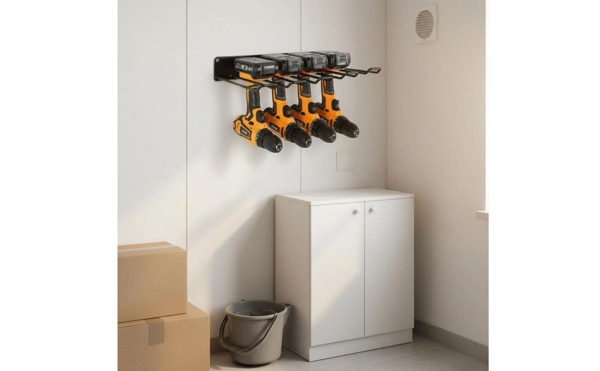 Power Tool Storage Rack Space Saving Wall Mounted Drill Holder Power Tool Organizer
