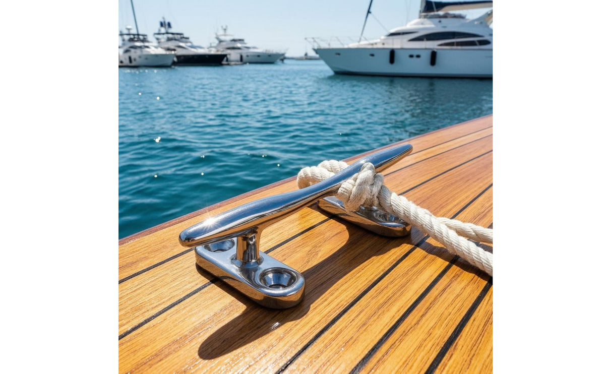 Mirror Polished Dock Cleat Elongated 316 Stainless Steel Cleat Mountable for Yachts, Docks
