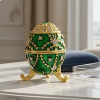 Enameled Egg Jewelry Box Collectible Jeweled Egg Trinket Box Handcrafted for Collectors