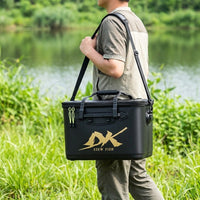 Portable Foldable Fishing Bucket, EVA 40cm, with Lid and Handle, for Bait, Small Fish and Lure, 9-12L