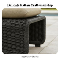 4 Pieces Hand-Woven Design 4-Piece Rope Weave Sofa Set Weather-Resistant Outdoor Furniture Plush paddings Lounge Seating Easy to Clean for Families, Adults, Homeowners, Balcony, Sunroom, Garden, rearyard